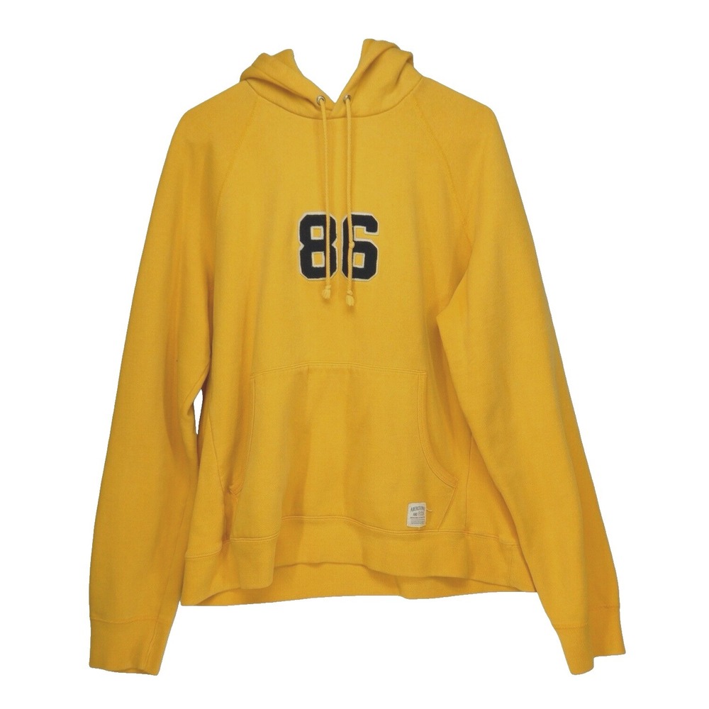 VTG Abercrombie & Fitch Mens Hoodie Size S Number‎ 86 Yellow Pullover